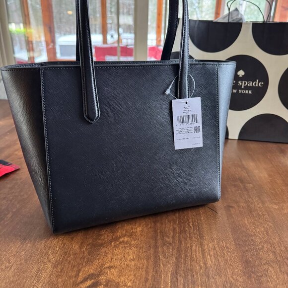 New Kate Spade Staci Medium Tote Saffiano Leather Black KG473 - Picture 2 of 6